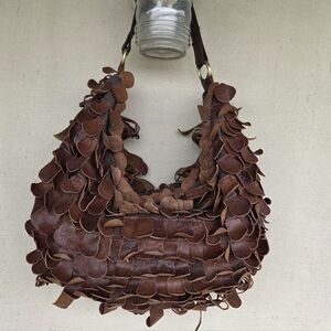 Jesslyn Blake Pieced Genuine Leather Large Hobo Handbag